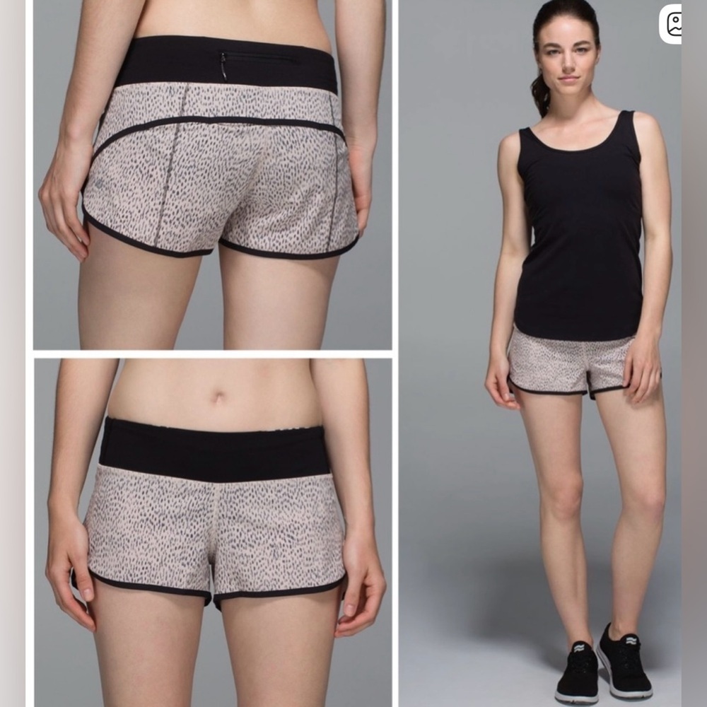 Lululemon Hotty Hot Shorts in a black and white "Dottie Dash Size 4